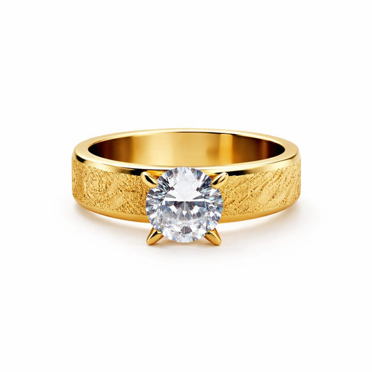 Anillo solitario con estilo rústico