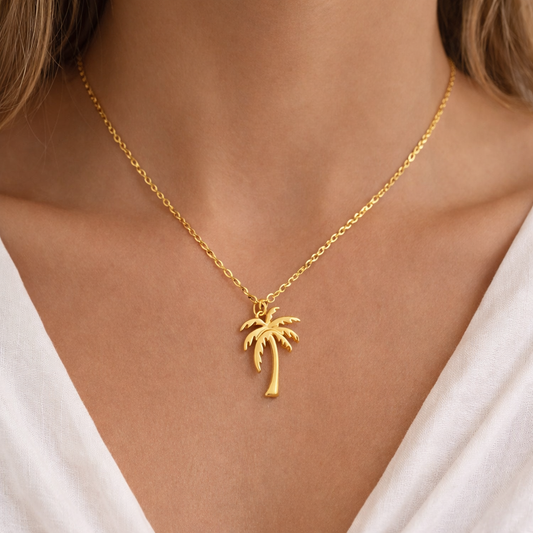 Collar Palmera Dorada Tropical✨