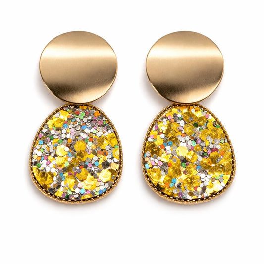 Aretes colgantes con brillo multicolor