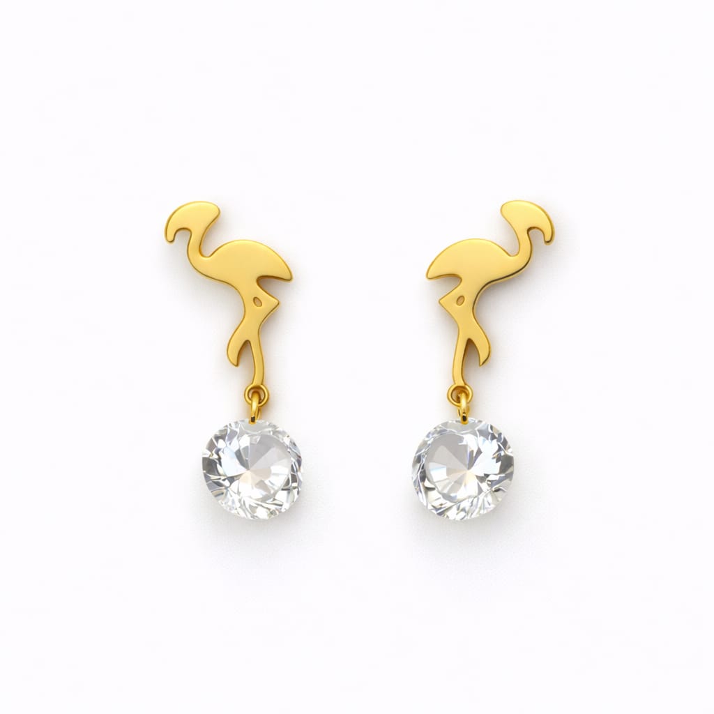 Pendientes colgantes con un diseño de flamenco en acero inoxidable