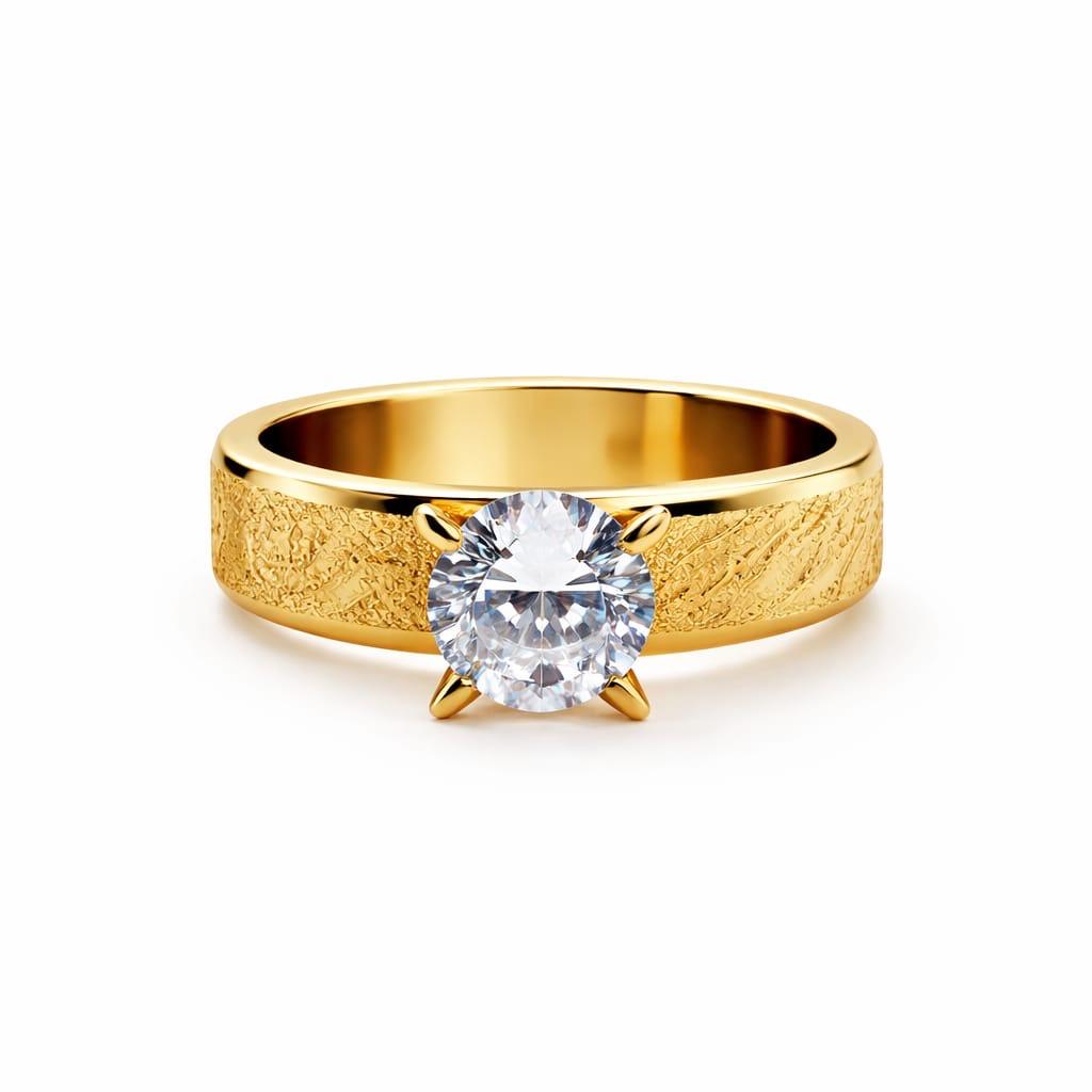 Anillo solitario con estilo rústico