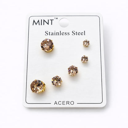 Set de Aretes Clásicos – Acero Inoxidable