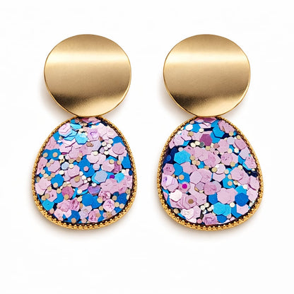 Aretes colgantes con brillo multicolor