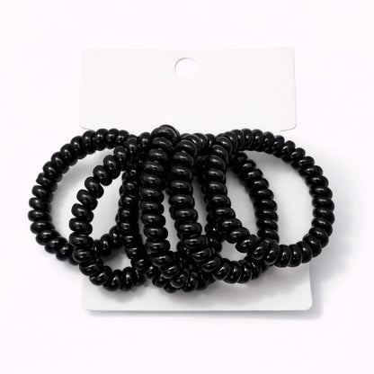 Set de 6 Ligas negras para el cabello en espiral