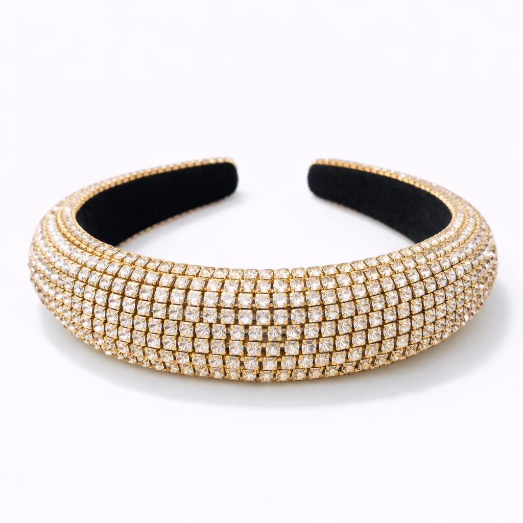 Diadema Acolchada con Diamantes de Imitación – Elegancia y Comodidad