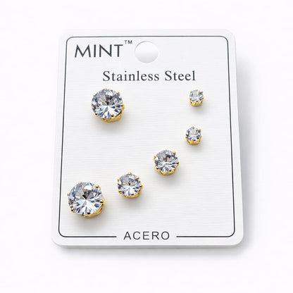 Set de aretes clásicos - Acero Inoxidable