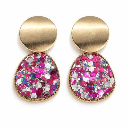 Aretes colgantes con brillo multicolor