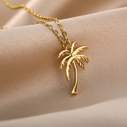 Collar Palmera Dorada Tropical✨