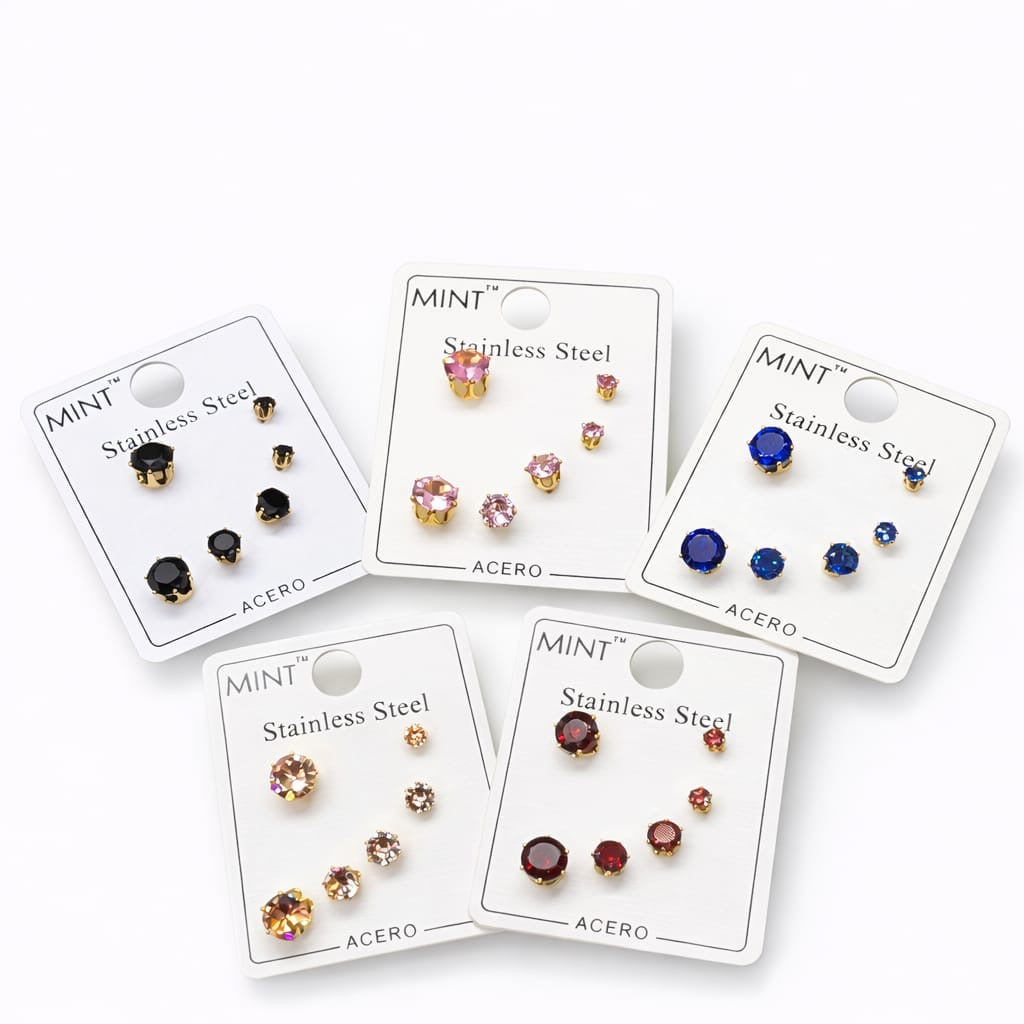 Set de Aretes Clásicos – Acero Inoxidable