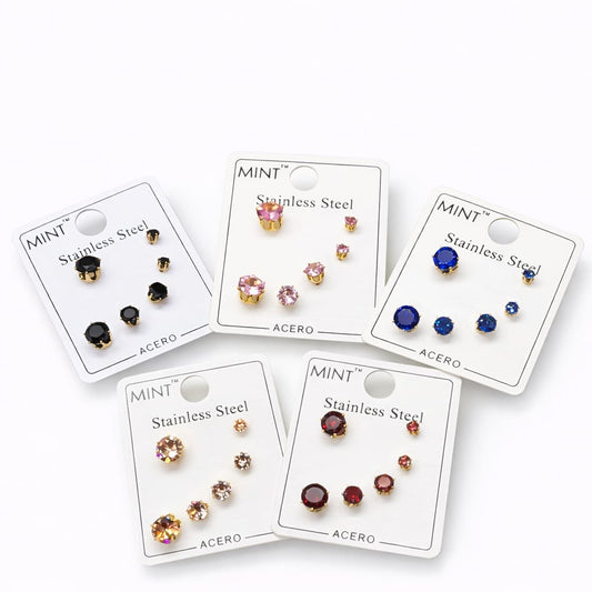 Set de Aretes Clásicos – Acero Inoxidable