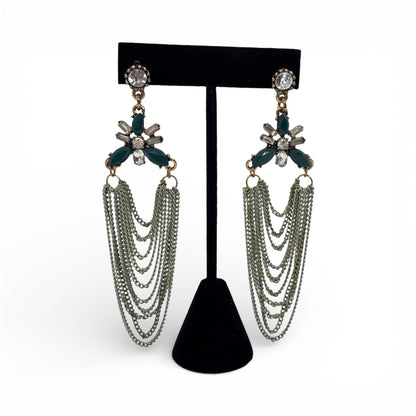 Esmeralda Bohemia✨ Aretes en Cadena color Verde y oro