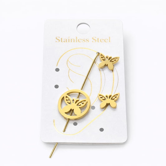 Aretes exótico Mariposa en acero inoxidable