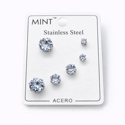 Set de aretes clásicos - Acero Inoxidable