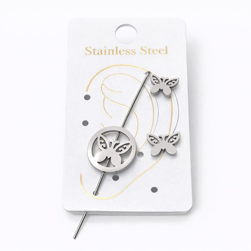 Aretes exótico Mariposa en acero inoxidable