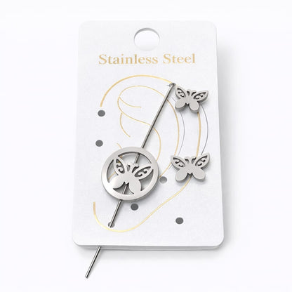 Aretes exótico Mariposa en acero inoxidable