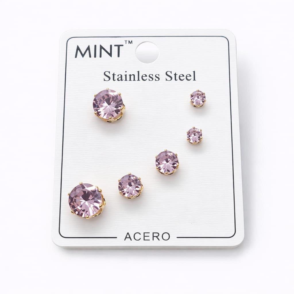 Set de Aretes Clásicos – Acero Inoxidable