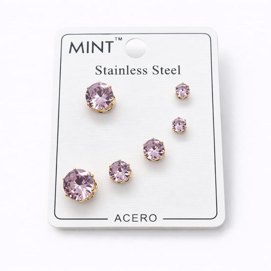 Set de Aretes Clásicos – Acero Inoxidable