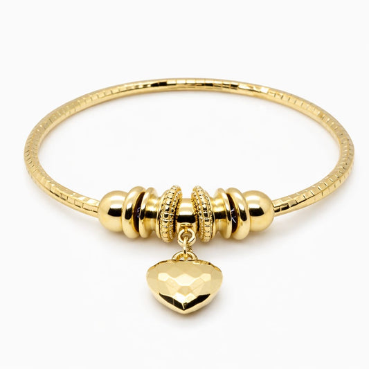 Pulsera Brazalete con Dije de Corazón Dorado