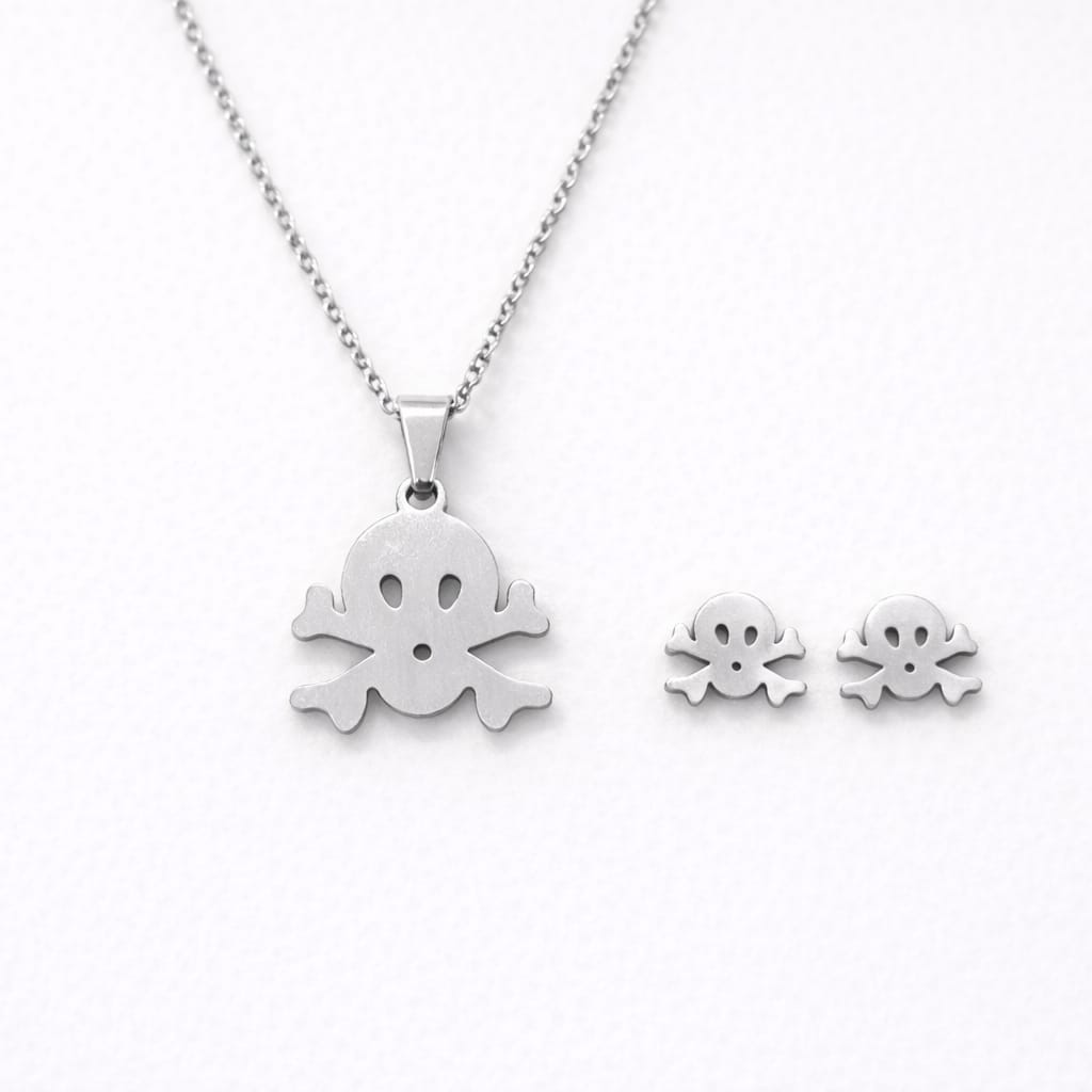 Set de prenda con diseño de calavera y tibias cruzadas