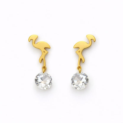 Pendientes colgantes con un diseño  de flamenco en acero inoxidable