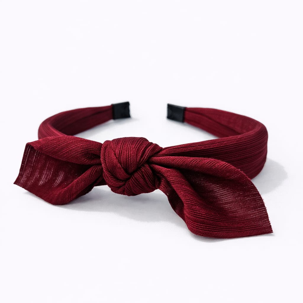 Diadema con lazo en elegante tono burdeos vino tinto