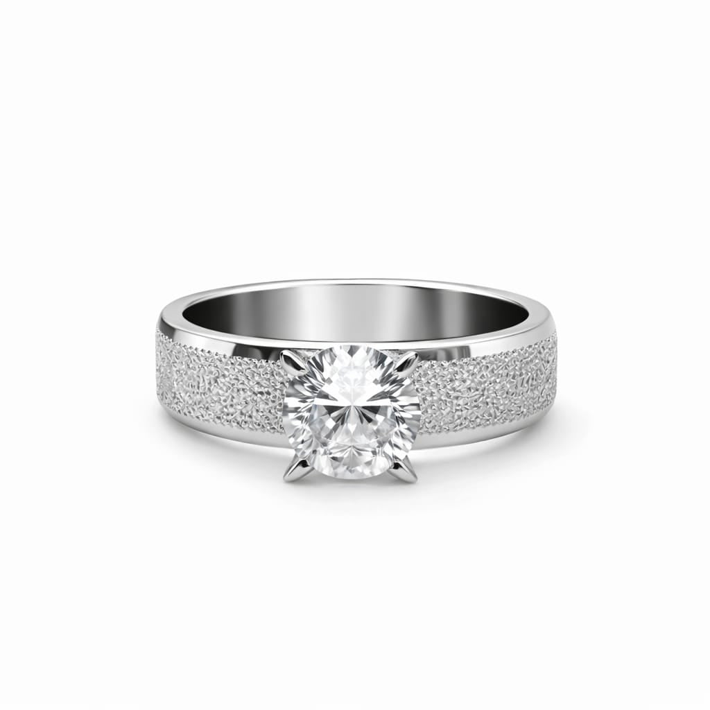 Anillo solitario con estilo rústico