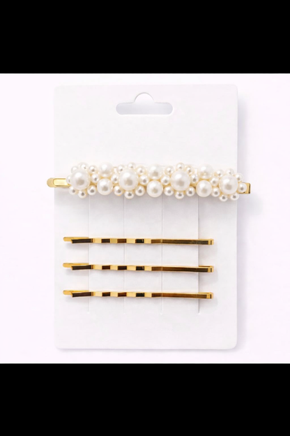 Set de Horquillas Perla Dorada✨