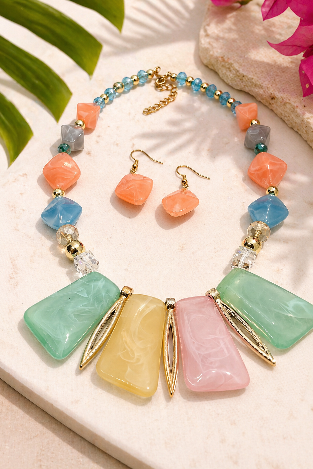 Brisa Coral – Set de Collar y Aretes ✨